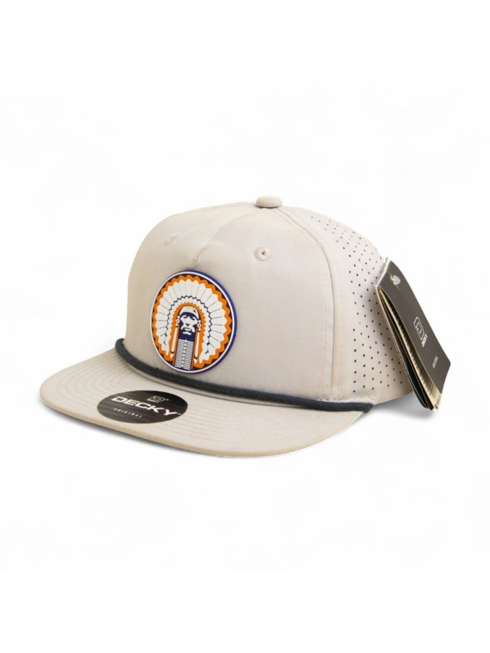 Illinois Fighting Illini Chief Illiniwek 3D Perforated Rope Hat- Grey/ Charcoal